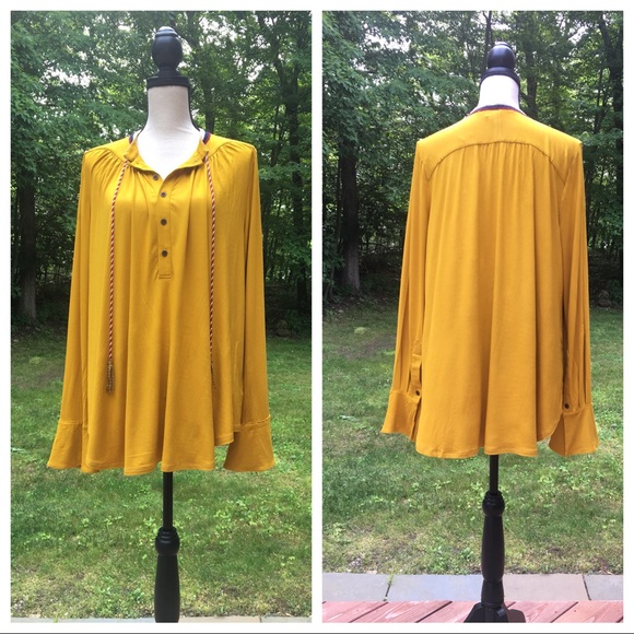 Anthro NWT Goldi Blouse, Akemi+Kin - Mustard-Large - Picture 3 of 6